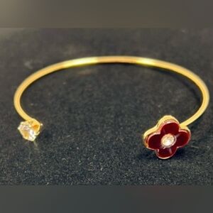Elegant Gold and Red Flower Bracelet